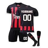 Generico Maglia da Calcio Personalizzata per Bambini Personalizzabile con Il Tuo Nome e Numero Attrezzatura da Calcio Traspirante Completa di Pantaloncini e Calzettoni Adatta per Ragazza e Ragazzi