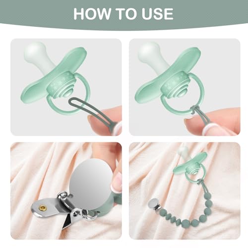Image of MINMUNJIU Silicone Pacifier Clips for Boys, 4 Pack One Piece Soft Flexible Pacifier Holder Clip Binky Clips for Boys