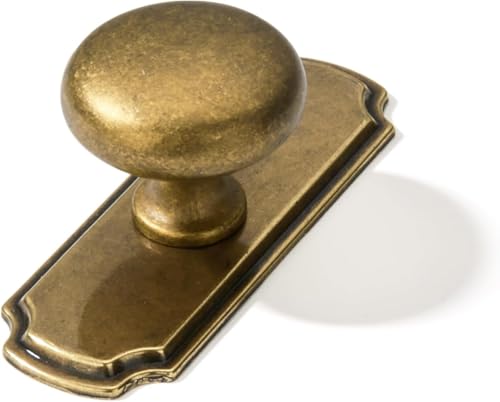 khtumeware 10 Pack 1-1/4 inch Backplate for Cabinet Knobs Antique Brass Drawer Knobs Cabinet Hardware Vintage Aged Knobs with Backplate