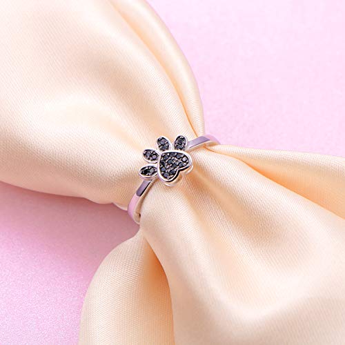 S925 Sterling Silver Jewelry Engraved Forever in my heart Puppy Dog Cat Pet Paw Print CZ Ring3