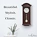 Pendulum Wall Clock - 27 inch Wooden Hanging Grandfather Wall Clock with Pendulum - Real Wood, Quiet, Non-Chiming & Battery Operated for Living Room Decor, Office & Home Décor Gift
