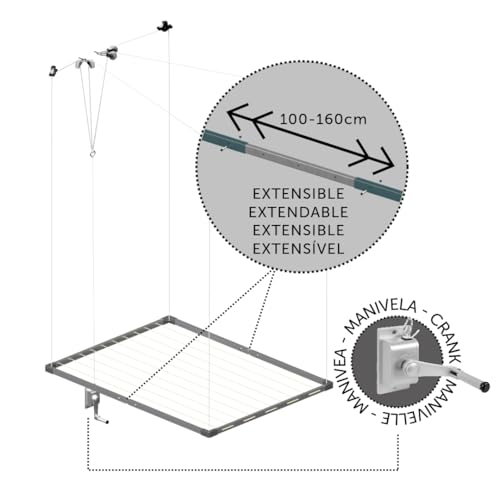 Séchoir à linge Cuncial polyvalent suspendu pour optimiser l'espace - 5