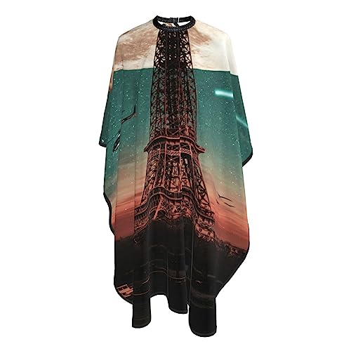 Cape de coupe de cheveux Eiffel blanche ajustable et imperméable pour coiffure à la maison - 4