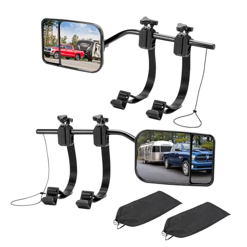 Universal Clip on Towing Mirrors Extensions for Towing, 360 Degree Adjustable Rotation Side Mirror Extenders for Towing, Convex Rearview Mirror, Tow Mirrors for Car Truck Trailer RV SUV, 2 Pack