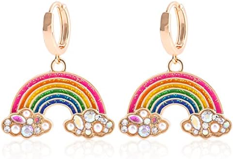 Rainbow Cloud Earrings for Women Girls Enamel Colorful Rainbow Shaped Earrings Dangle Earring LGBT Jewelry Gifts