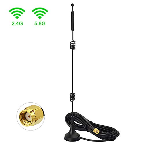 Bingfu Dual Band WiFi 2.4GHz 5GHz 5.8GHz 9dBi Magnetic Base RP-SMA Male Antenna