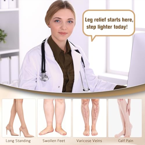 Image of Athbavib Thigh High 20-30 mmHg Compression Stockings for Women, Medical Graduated Compression Socks for Men Circulation with Silicone Dot Band for Athletic, Travel Use