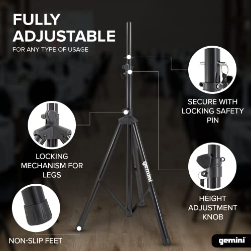 Gemini ST-PACK Heavy Duty Professional Audio Universal Dj Fold-Out Telescoping Tripod Steel Speaker Stands thumb #6