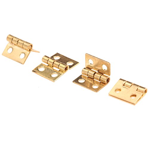 20Pcs Brass Hinges Mini Hinge 1cm*0.8cm for Small Furniture Jewelry Box Decorative Bag with 80 Screws, Bright Gold - Image 4