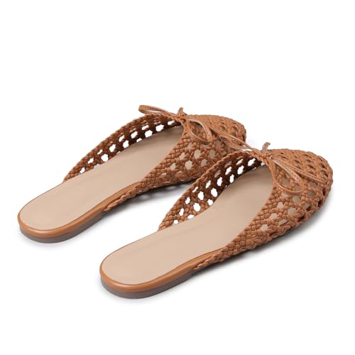 Image of Women's Mesh Mules Breathable Slip-On Net Flats Lightweight Mesh Ballet Flats for Women for Casual Or Indoor Wear