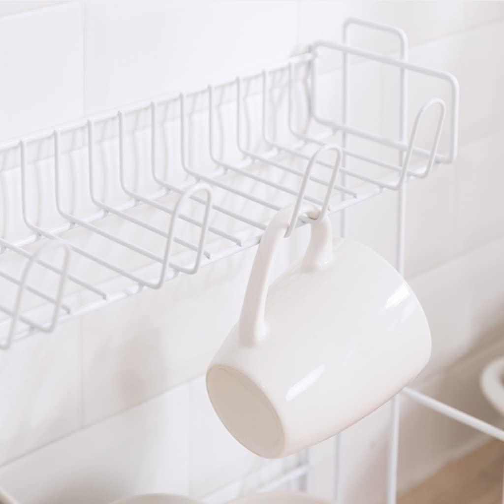 Egouttoir Vaisselle Étagères À Vaisselle Modernes en Métal avec Porte-ustensiles Détachable pour Égouttoir, Porte-gobelet pour Le Stockage De Comptoir Cuisine Rangement Cuisine(White)