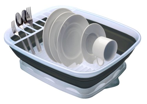 image for Progressive International CDD-100 Plastic Collapsible Dish Rack with D