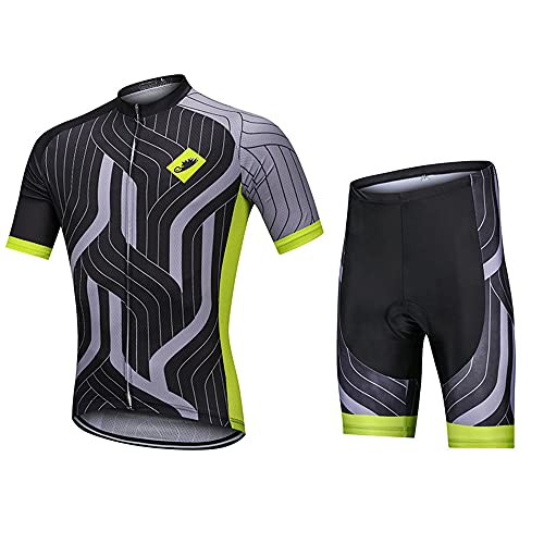 Preisvergleich Produktbild Antrect Herren Kurzarm Radtrikot, Elastische Atmungsaktive Fahrradbekleidung Fahrradtrikot Set Kurzarm + Radhose mit 3D Sitzpolster