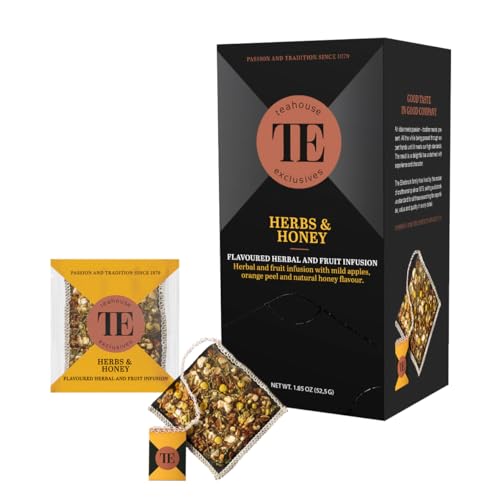 Teahouse Exclusives Luxury Tea Bag Kräuter & Honig, 15 Beutel - Kräuter-und Früchtetee-Mischung mit mildem Apfel, Orangenschalen und natürlichem Honigaroma