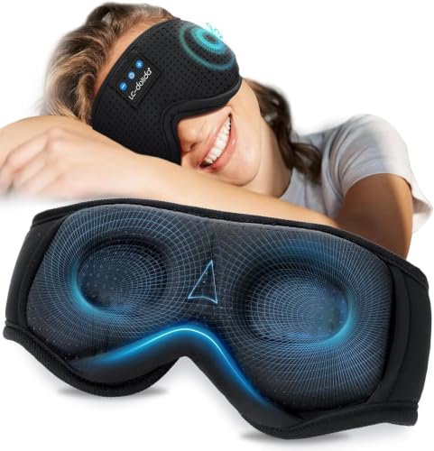 Image of LC-dolida Sleep Mask Bluetooth Headphones Weighted Sleeping Mask 3D Eye Mask Pressure Relief Night Sleep Eye Mask Music Sleeping Headphones for Side Sleepers Meditation Gifts for Men Women