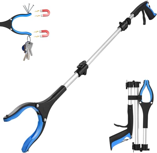 Pinza azul de 60 pulgadas ideal para recoger objetos del jardín sin agacharse