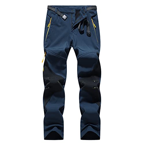 Tansozer Pantalon Trekking Hombre Invierno Pantalones Montaña Hombre Pantalones Senderismo Impermeables Pantalones de Caza Esqui Termicos Softshell Secado Rápido Pantalón Azul L