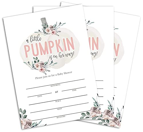 Yuansail Baby Shower Invitation Cards, Pumpkin Fill In Invites Cards, 25 Cards And Envelopes thumb #2