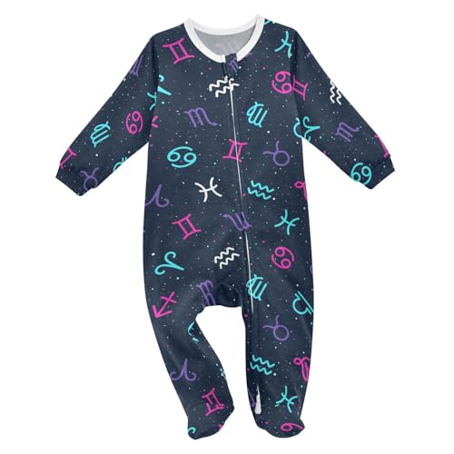 Dussdil Color Galxy The Zodiac Baby One-Piece Footies Newborn Rompers Pajamas Cotton Footed Pjs for Sleep Play Boys Girls 6M