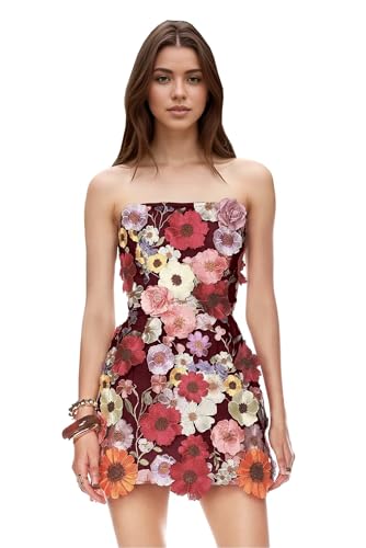 Strapless 3D Flower Homecoming Dresses for Teens Short Formal Cocktail Dresses Tight Mini Party Gowns DR0616