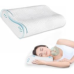 Almohada Ortopedica Para Dormir Boca Abajo Almohada 50D Cervical de Espuma Viscoelastica Altura Regulable, Almohada Ortopedica para Soporte de Cuello, Almohadas Ergonómico para Dormir de Lado y Boca Arriba