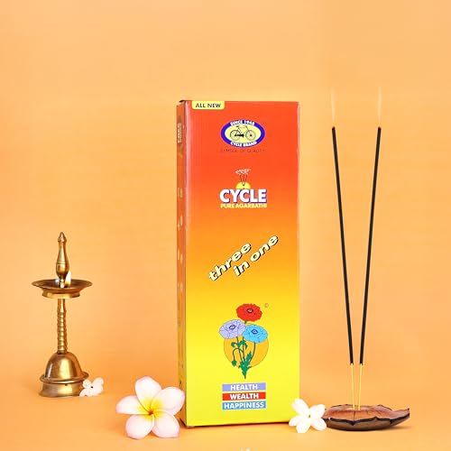 Image of Cycle Pure Three in One Agarbathi Premium Scented Incense Sticks for Health, Wealth & Happiness 250 GM
