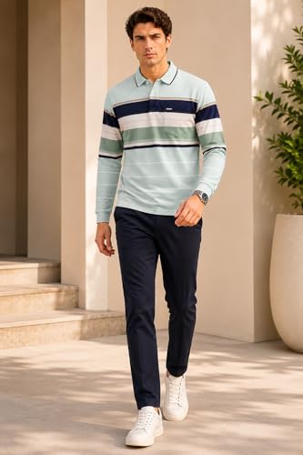 Image of Full Sleeve Polo T Shirt for Men Cotton with Pocket and Collar - Regular Fit Tshirt