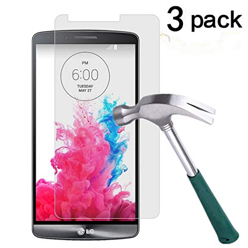 TANTEK [3-Pack Screen Protector for LG G3,Tempered Glass Film,Ultra Clear,Anti Scratch,Bubble Free,Case Friendly