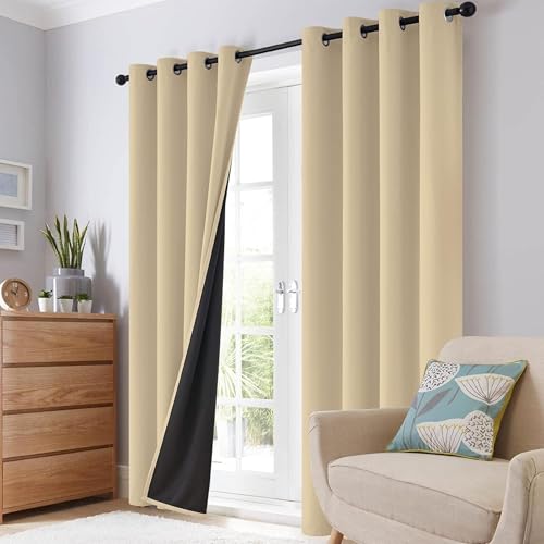 Image of Galaxy Home Decor Premium True Blackout Curtains for Window 4 Feet Long 100% Light Block | Thermal & Noise Insulation | Black Back Coating | Pack of 1 | Gold