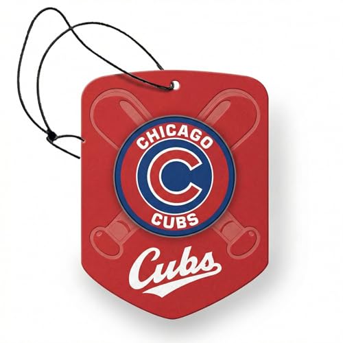MLB Chicago Cubs Car Air Freshener - Team Logo Scented Hanging Air Freshener, Red Shield Design with "Chicago Cubs" Logo, Sports Fan Auto Fragrance for Cars, Trucks, Home (2 Pack)