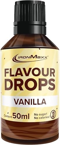 IronMaxx Flavour Drops - Vainilla 50ml | sin calorías y sin azúcar | gotas saborizantes veganas para endulzar alimentos | práctico tapón cuentagotas