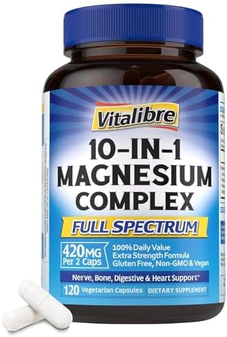 Vitalibre 10 in 1 Magnesium Complex, 420mg Elemental Magnesium | ...