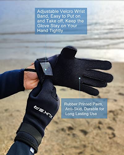 Xuker Water Gloves, 3Mm & 5Mm Neoprene Five Finger Warm Wetsuit Winter Gloves For Scuba Diving Snorkeling Paddling Surfing Kayaking Canoeing Spearfishing Skiing (3Mm-Black, S) #TOP3
