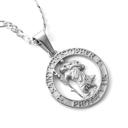 Cadeau Saint Christophe Protect Us : collier homme en acier pour petit ami