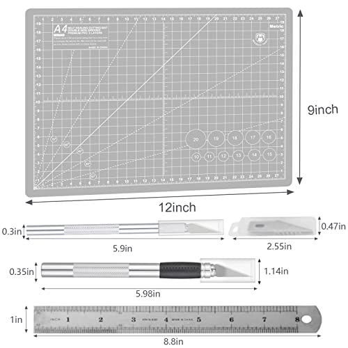 Headley Tools Craft Knife Hobby Knife Includes Self Healing Craft Mat (A4), 60 Pcs Spare Blades And A Ruler, Precision Craft Knife Set Ideal For Hobbyist Diy Craft, Scrapbooking Stencil (Black+Gray) #TOP3