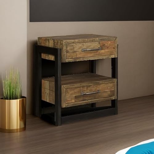 Signature Design by Ashley Sommerford Industrial Farmhouse 2 Drawer Nightstand, Butcher-Block Brown & Black - Image 5