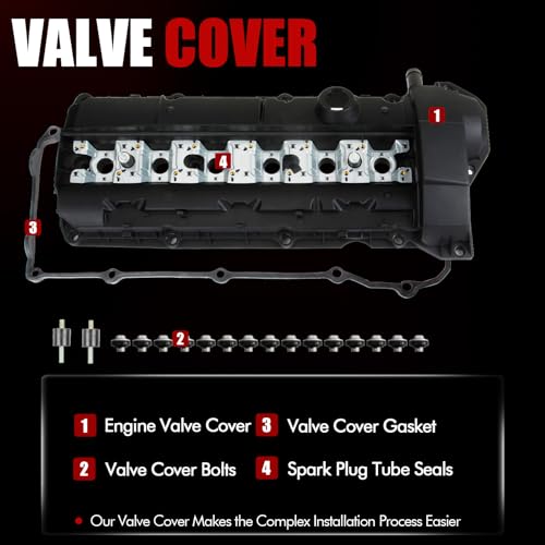 Image of MITZONE Valve Cover with Gasket Bolts Compatible with 1996-2000 BMW 328is 328i 323is 323i 528i Z3 M3