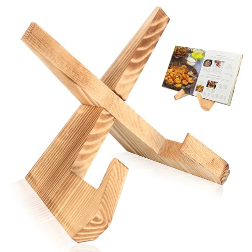Tenbrachian Porta Ricettario da Cucina, Supporto per Libri di Ricette, Porta Ricettari in Legno, Leggio per Libri da Cucina, Libro Supporti per Librio di Tablet