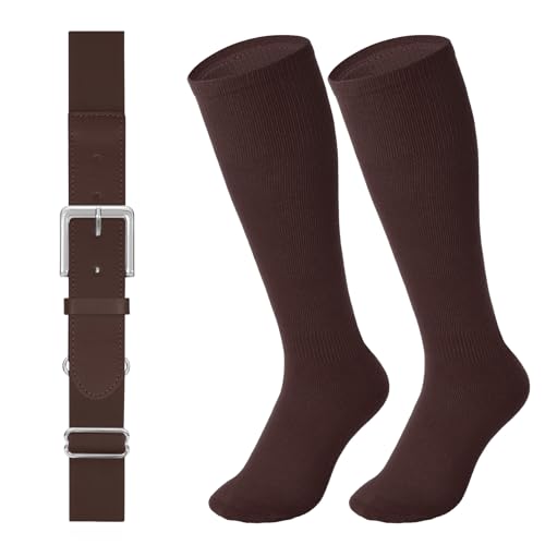 Image of LEACOOLKEY Baseball Belt and Socks Combo Set Adjustable Softball Socks and Elastic Belt for Youth and Adult