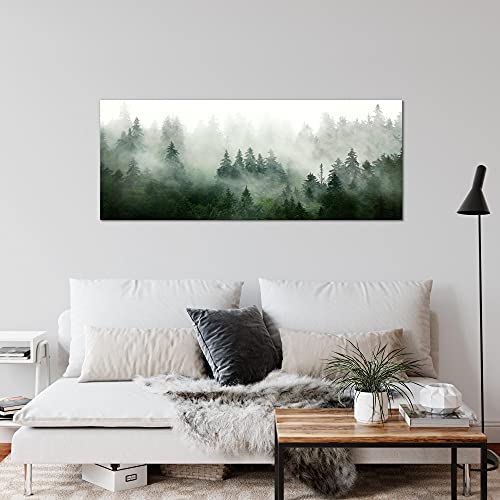 Schilderijen Bos Een Stukje Modern Fleece Niet-geweven Canvas Huiskamer Hal mist groen grijs 032312a - Afbeelding 5