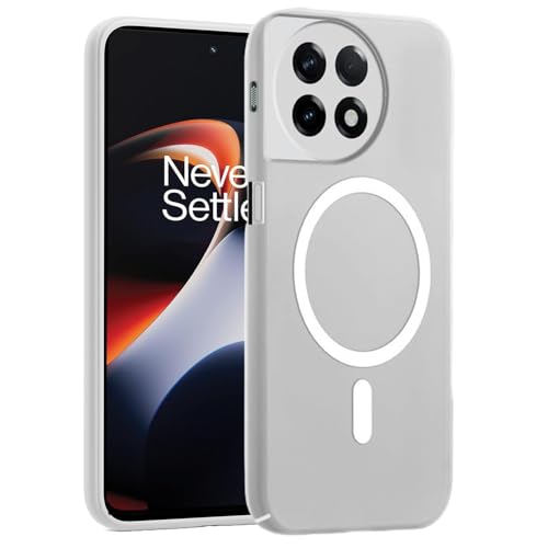 Image of SHINESTAR Back Cover for OnePlus 11R 5G | Frosted Semi-Transparent Slim Case - White | Only Compatible with Wireless Magnetic Accessories | Hard Back, Matte Finish