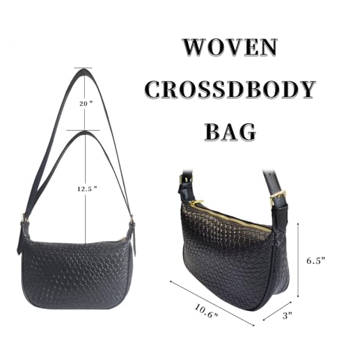 Image of Woven Crossbody Bags for Women Hobo Purses for Women,black shoulder bag with Adjustable Strap
