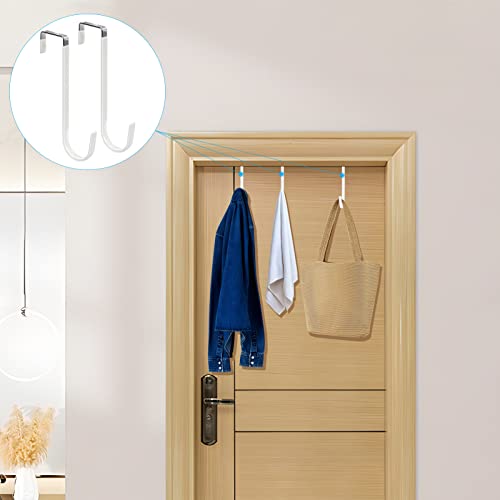 FYY Over the Door Hooks, 6 Pack Upgraded Long Door Hangers Hooks with Rubber Prevent Scratches Heavy Duty Organizer Hooks for Hanging Clothes, Towels, Hats, Coats, Bags White by FYY - Image 6