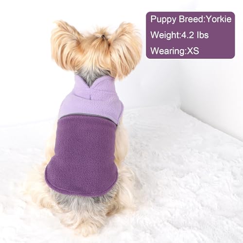Image of Dog Clothes for Small Dogs Fleece Vest Dog Sweater Boy Girl, Warm Pullover Fleece Doggie Jacket, Winter Pet Ourfit Chihuahua Sweater - Yorkie Clothes (Double Purple, X-Small)