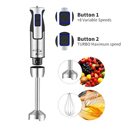 Chew Fun Multipurpose Immersion Hand Blender Poweful 500 Watt,9-Speed,High Power Low Noise,3-In-1 Includes Detachable Chopper,Egg Whisk,Milk Frother #TOP4