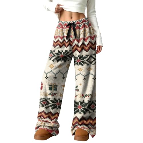Women's Wide Leg Pants Palazzo Christmas Print Flannel Pj Bottoms - image 6