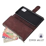 QLTYPRI Case for Samsung Galaxy A52 4G/5G/A52S 5G, Large Capacity Leather Wallet Case 6 Card Holder & 1 Zipper Pocket Kickstand Wrist Strap Magnetic Protective Cover for Galaxy A52/A52S 5G - Coffee - Image 4