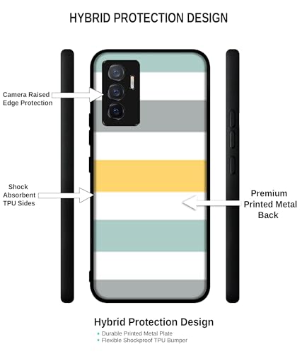 Image of Line Texture Design Premium 2D Printed Metal Back Case Cover for Vivo V23E 5G / Y75 4G