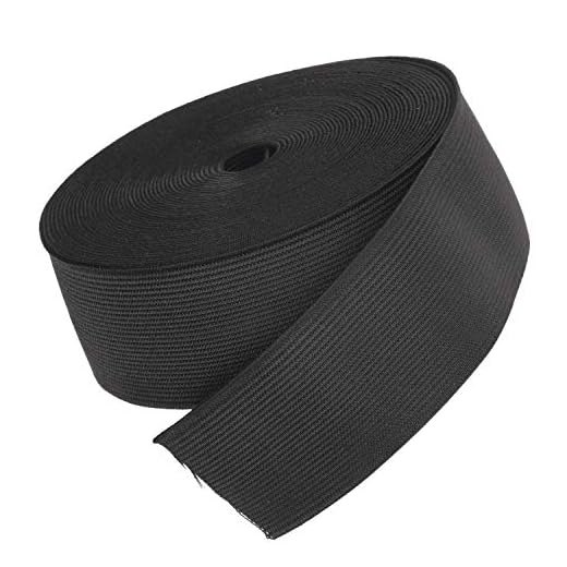 Flaches elastisches Gummiband – Dehnbares Nähband für Kleidung, Taillenbänder, Stirnbänder, Röcke, Perücken und Bastelprojekte, 6 Meter (Schwarz, 38mm)