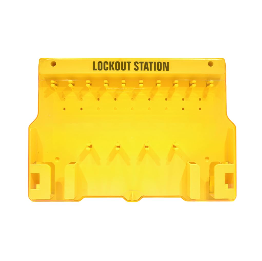Lockout Tagout Station Board Only - Yellow with Protective Cover | Holds Up to 15 Pieces | Durable Safety Organiser for Industrial LOTO Compliance